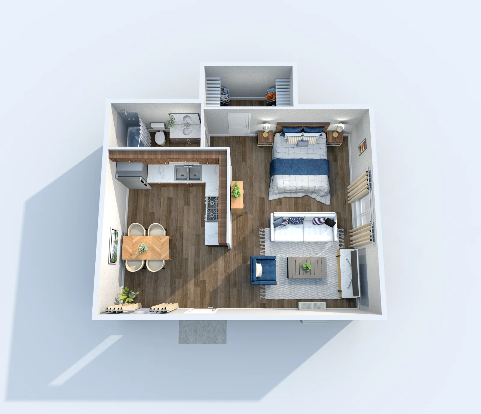 Stardust — floor plan, Plan E1 · Studio · 1 bath · 505 sq ft